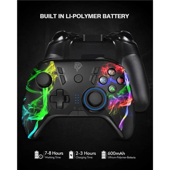 Wireless PC Controller, Dual-Vibration Gamepad Gaming Controller - Black - Picture 5 of 5
